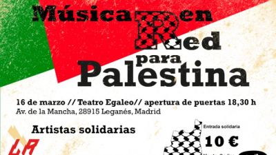 Festival Música en Red para Palestina, con conciertos en Leganés de La Furia, Palabras Necias, Debruces, Sin Salida,