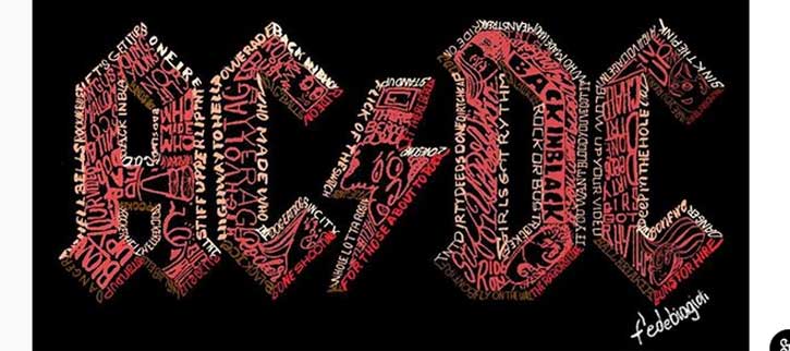 AC DC, cuatro letras claves del rock revisadas por el diseño de Fede Biagioli 