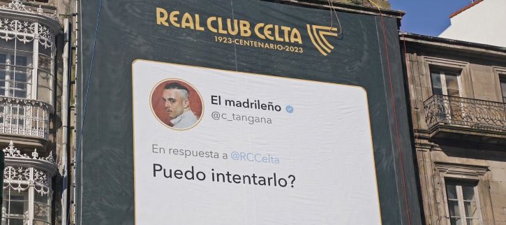 C Tangana hará el himno del centenario del Celta de Vigo, revela el club en esta pancarta